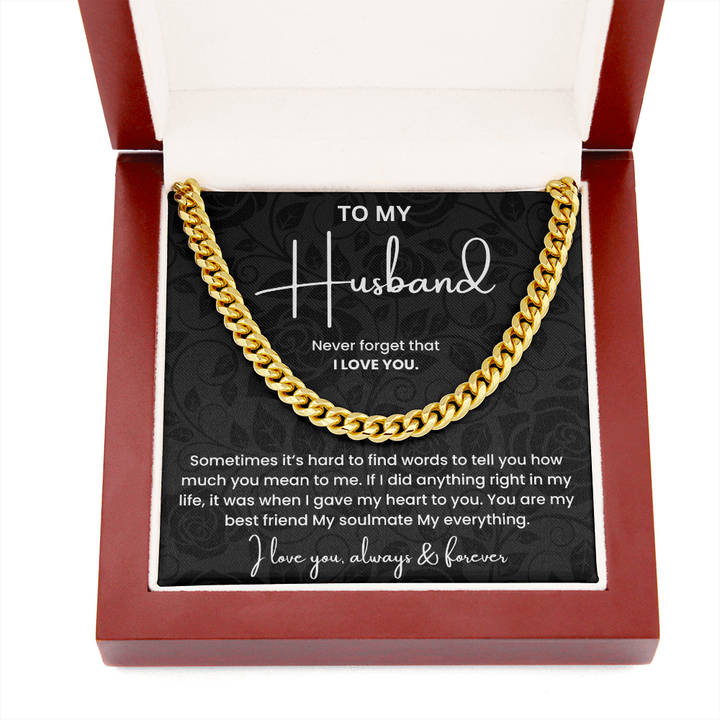 To My Husband Necklace Stainless Steel Cuban Link Love Gift