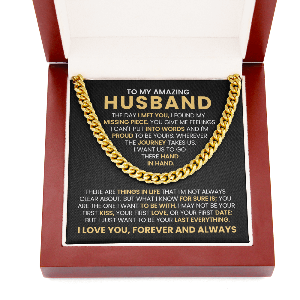 To My Amazing Husband - Cuban Chain With Message Card and Gift Box