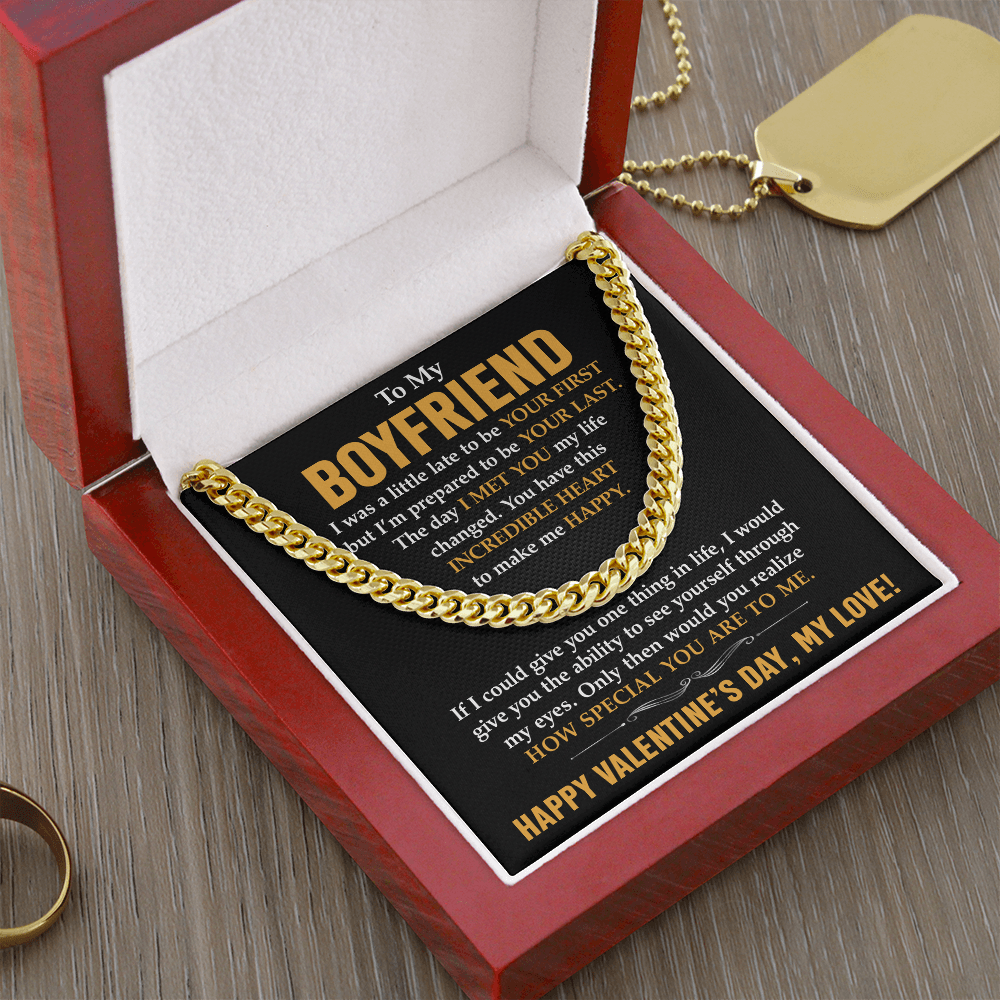 To My Boyfriend, Promise Necklace – Cuban Link Chain: A Forever Love Promise, Symbol of Commitment & Devotion for Him