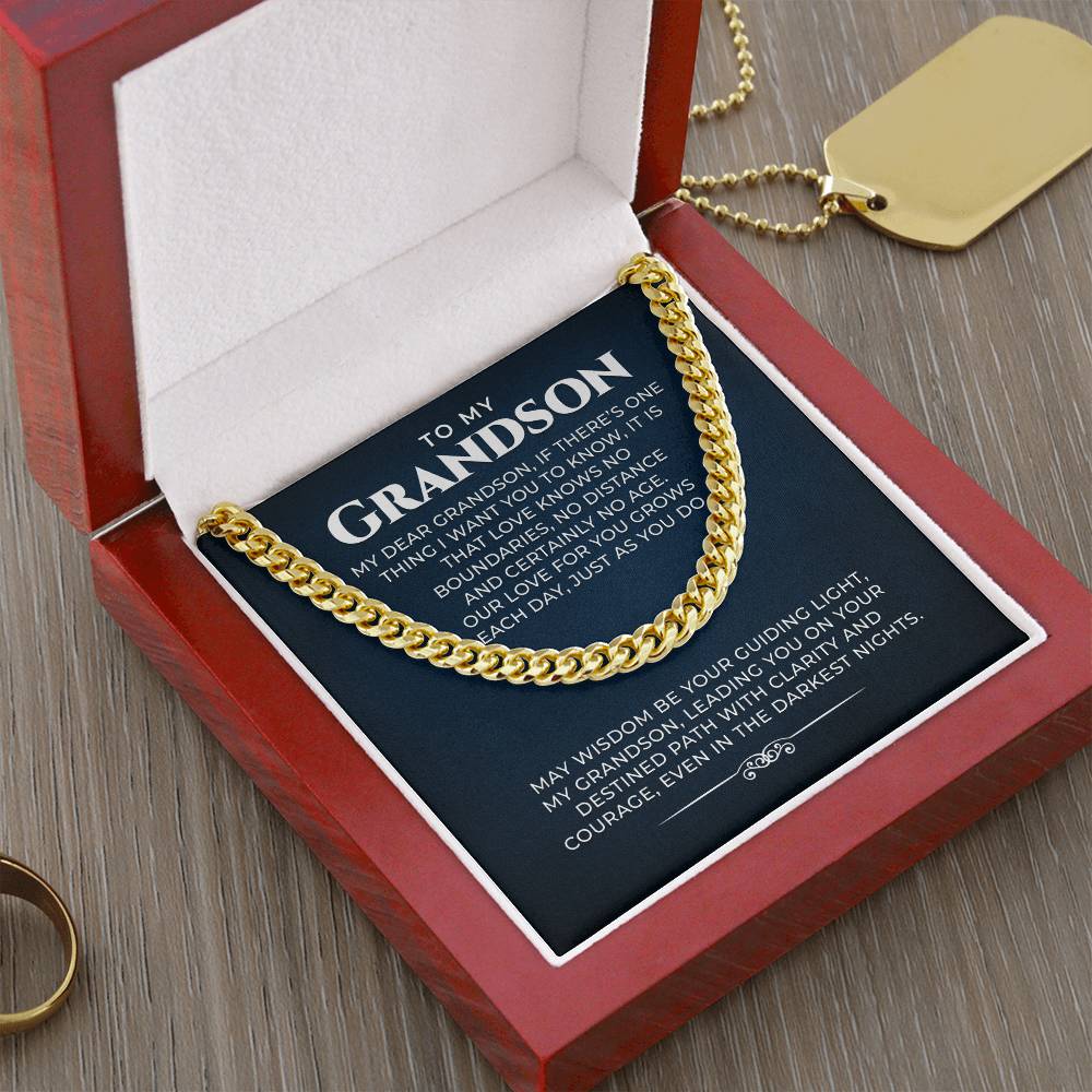 Cuban Link Chain Gift for Grandson, Grandson Necklace Gifts From Grandparents, Birthday Anniversary Jewelry Gifts for Grandson