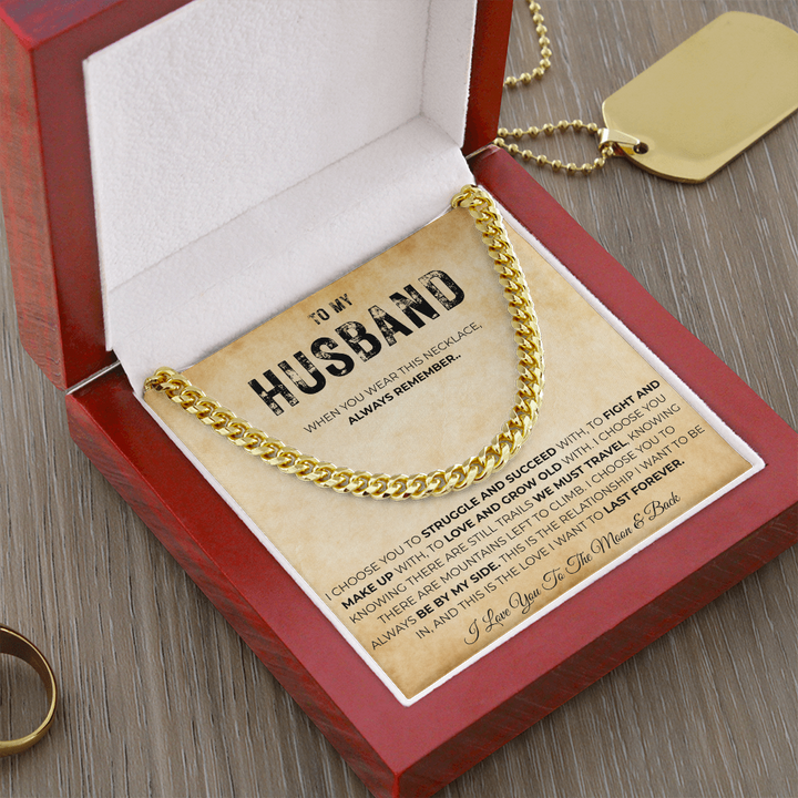 Love My Husband Gift Cuban Link Necklace for Men