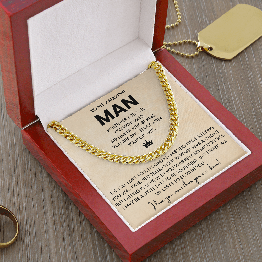Sentimental To My Man Necklace Gift From Wife to Boyfriend