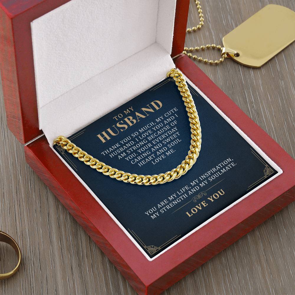 To My Husband Cuban Link Chain, Romantic Gift for Husband, Best Gift for Husband Birthday, Unique Husband Gifts