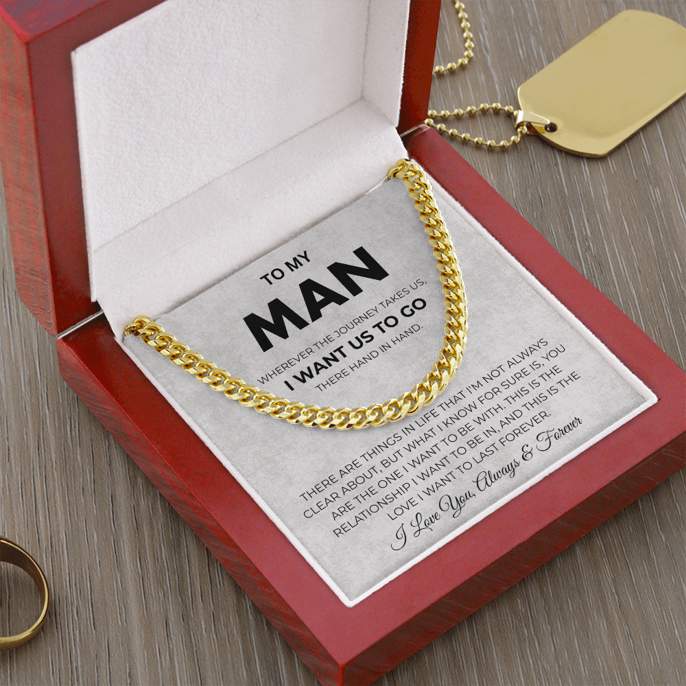 To My Man Promise Cuban Link Necklace Birthday Gift for Him