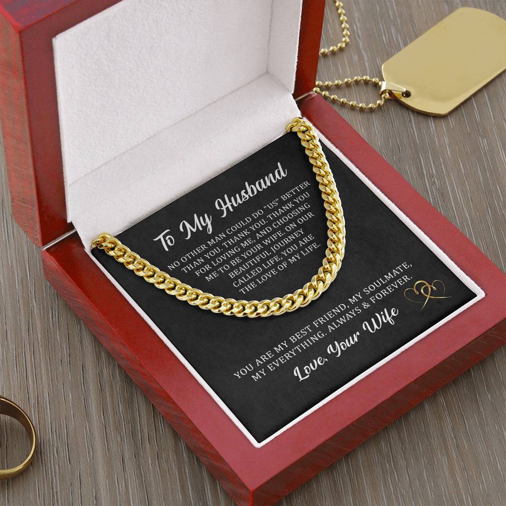 Gift from Wife for Husband, Personalized Gift for Husband, Cuban Link Chain Necklace for Husband, Birthday Gift, Anniversary Gift