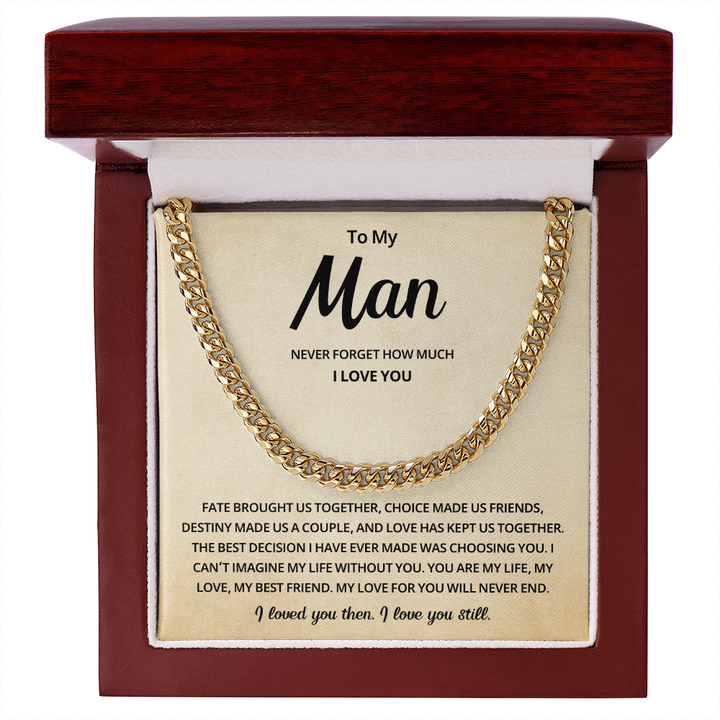 To My Man Cuban Link Necklace Includes Message Card and Gift Box