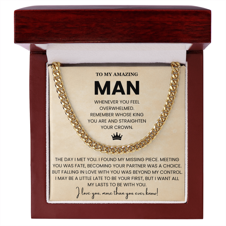 Sentimental To My Man Necklace Gift From Wife to Boyfriend