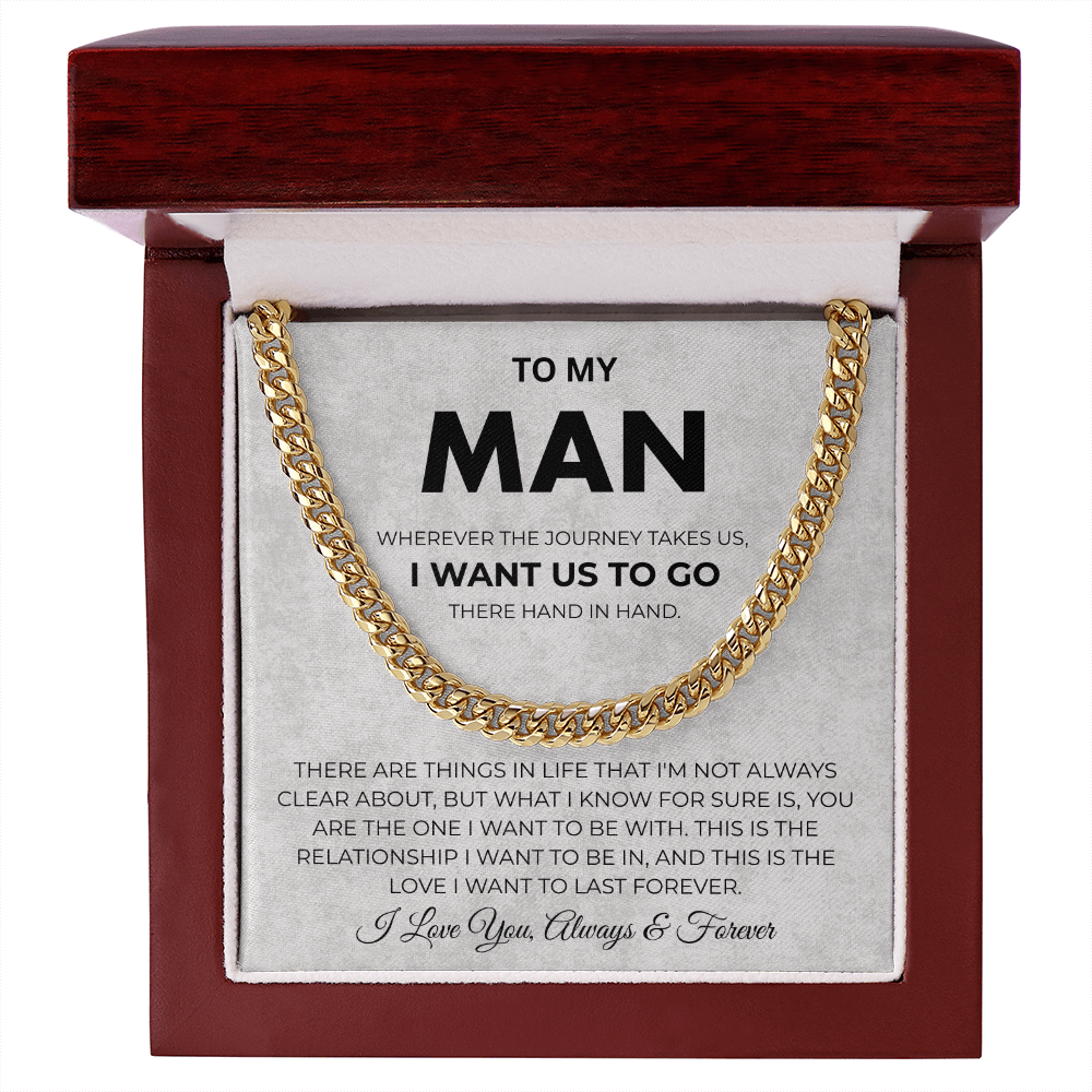 To My Man Promise Cuban Link Necklace Birthday Gift for Him