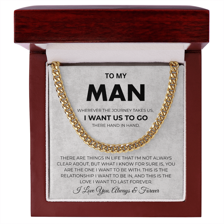 To My Man Promise Cuban Link Necklace Birthday Gift for Him