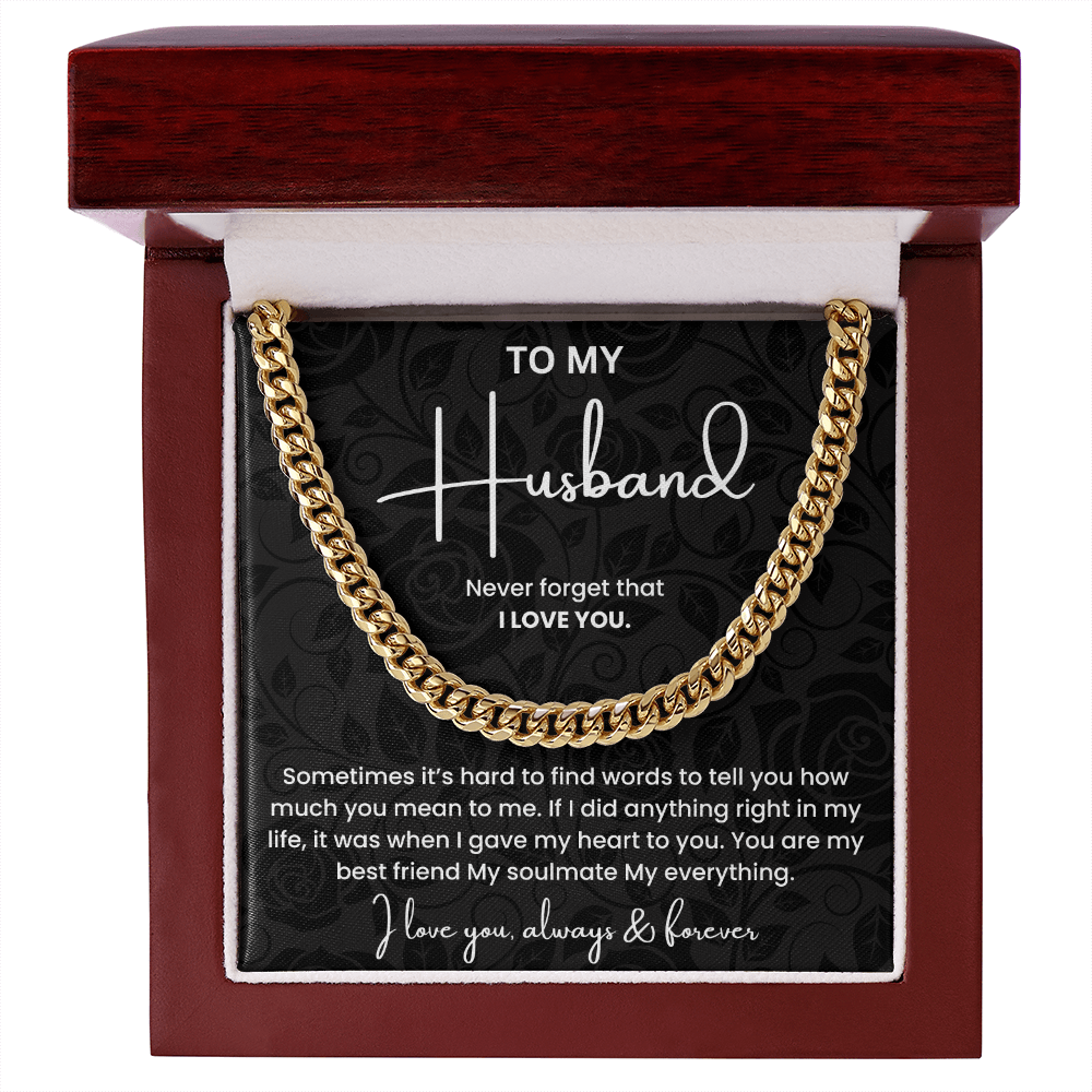 To My Husband Necklace Stainless Steel Cuban Link Love Gift