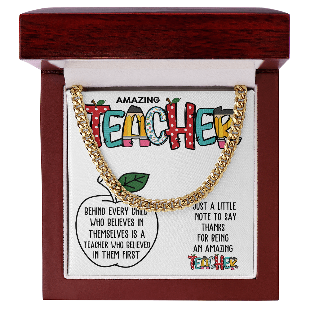 Cuban Chain Necklace Gift for Teacher - Teacher Appreciation Gift