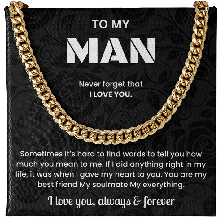 To My Man Cuban Chain Necklace Anniversary Gift for Him