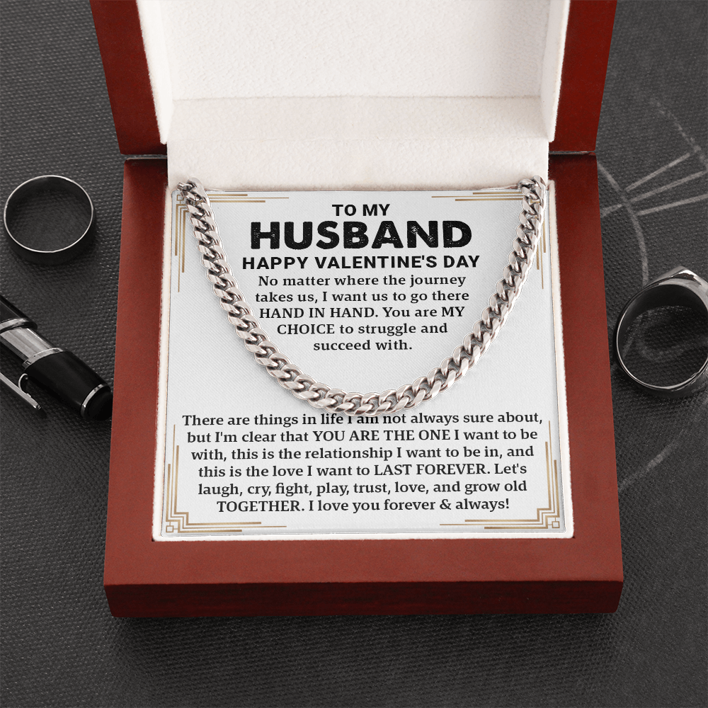 To My Husband – Cuban Link Chain: A Timeless Valentine's Day Gift to Celebrate Love, Trust, and Togetherness. Perfect Jewelry for Him Forever