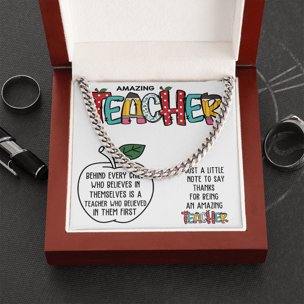 Cuban Chain Necklace Gift for Teacher - Teacher Appreciation Gift