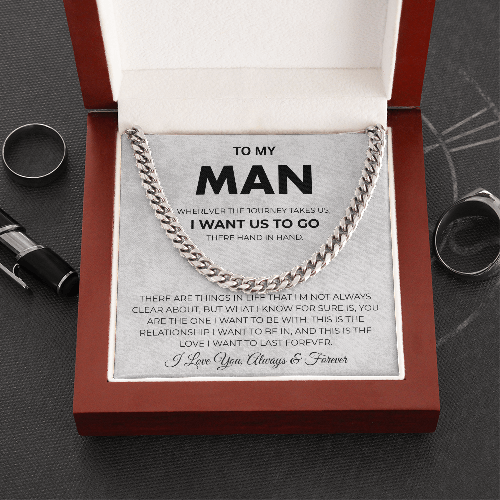 To My Man Promise Cuban Link Necklace Birthday Gift for Him