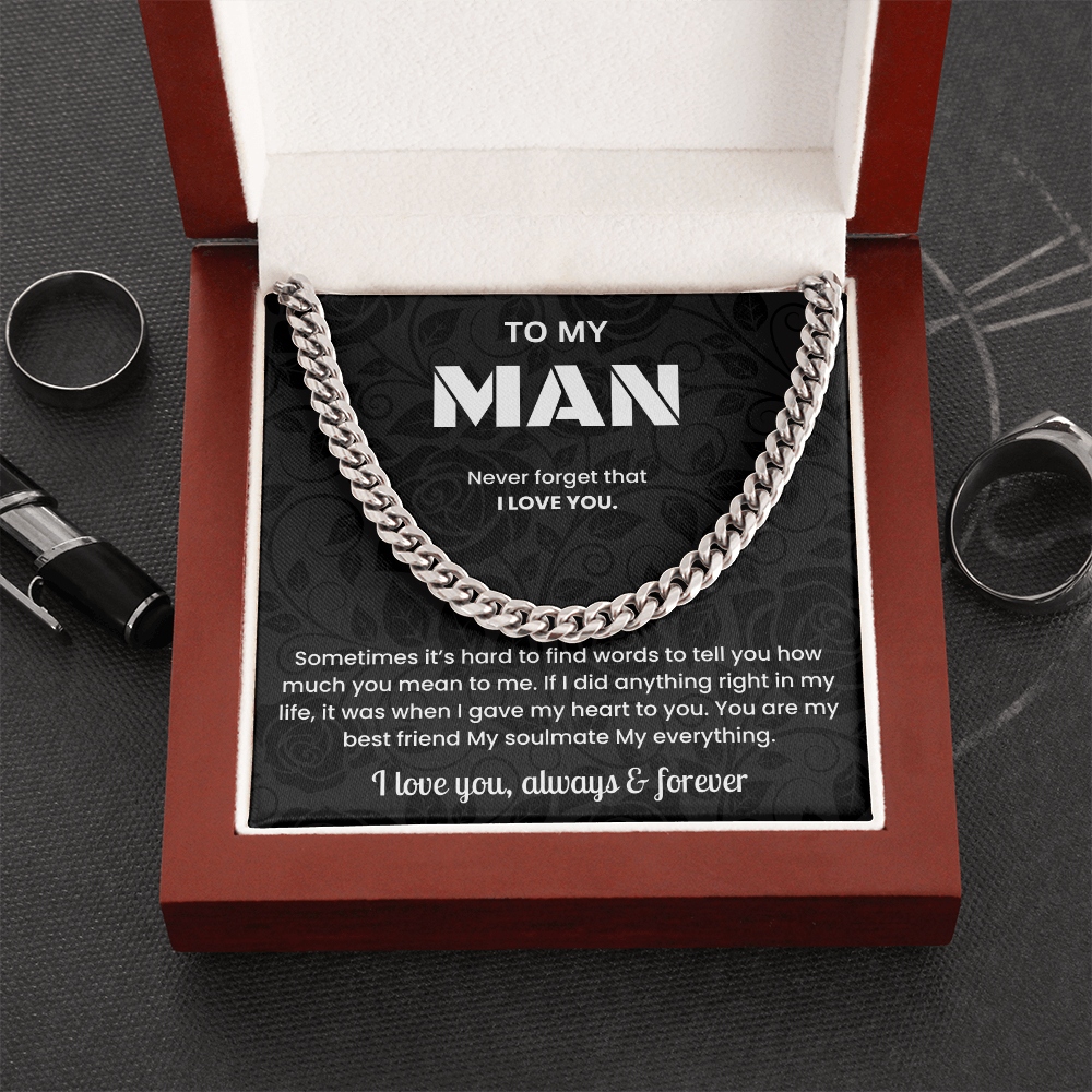 To My Man Cuban Chain Necklace Anniversary Gift for Him