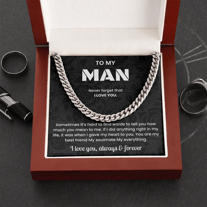 To My Man Cuban Chain Necklace Anniversary Gift for Him