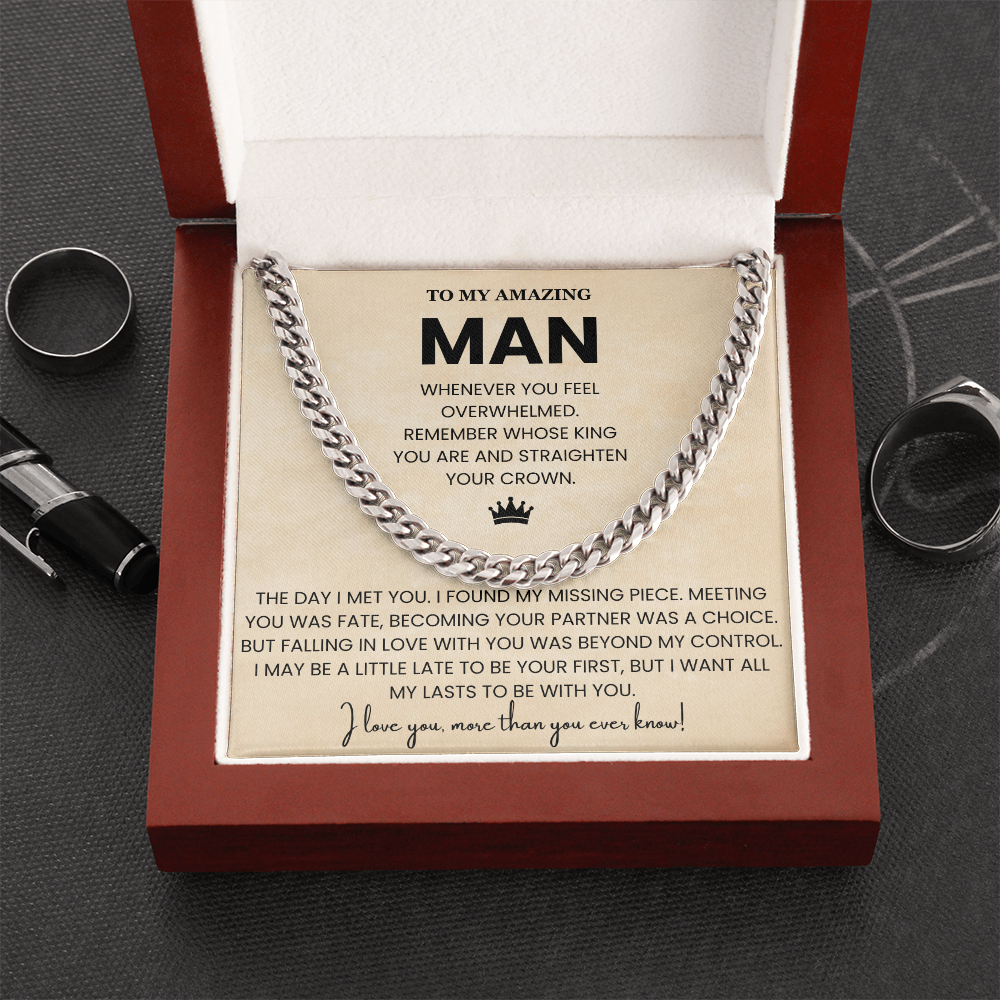 Sentimental To My Man Necklace Gift From Wife to Boyfriend