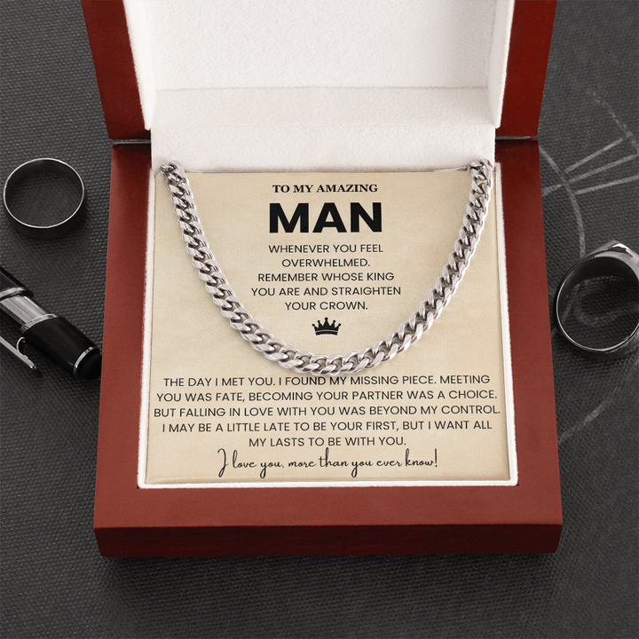 Sentimental To My Man Necklace Gift From Wife to Boyfriend