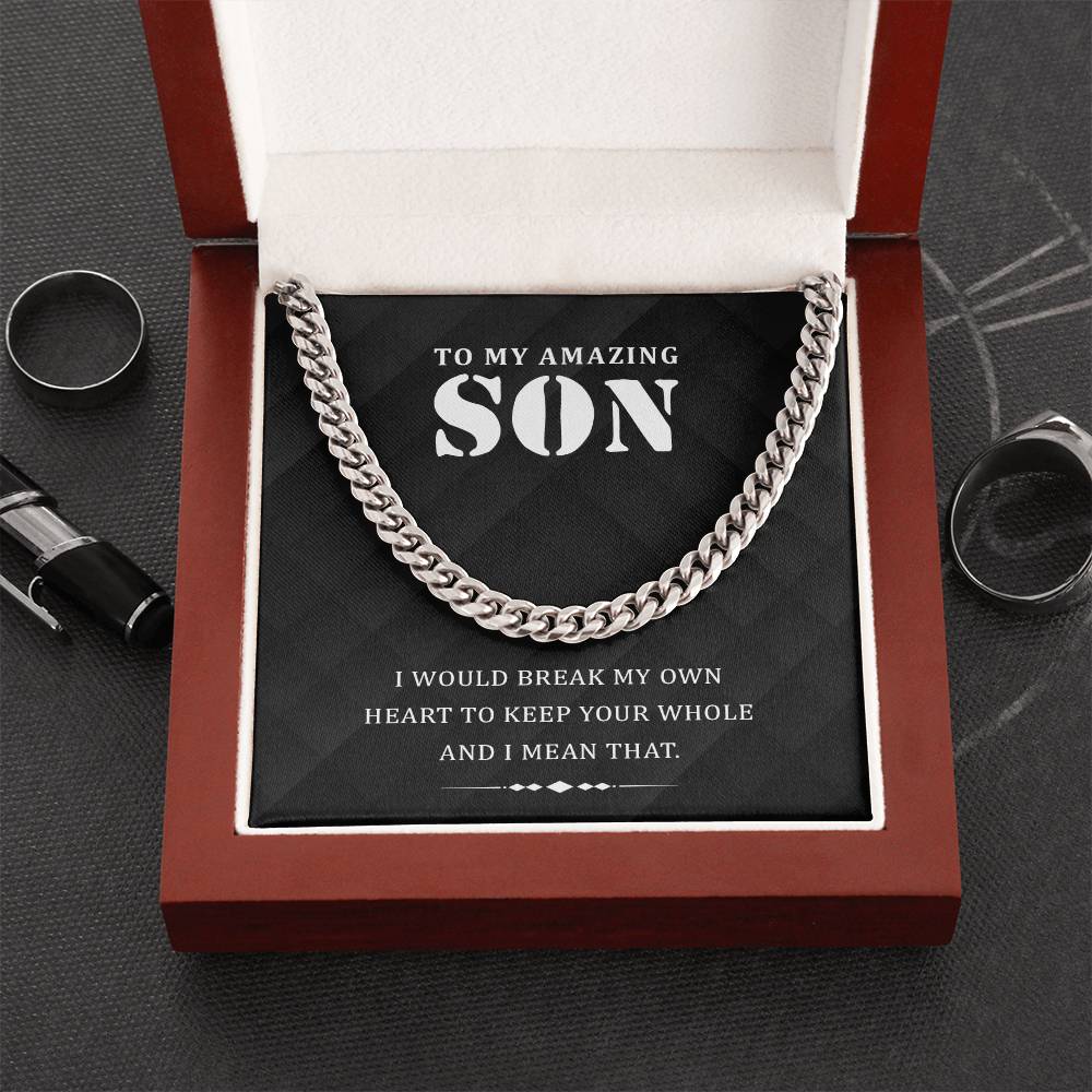 To My Son Necklace From Mom, Son Gifts From Dad, Father Son Necklace, Mother And Son Necklace, Cuban Link Chain Necklace For Men, Birthday Christmas Graduation Gifts For Son, Necklace for Son