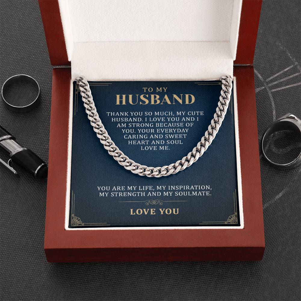 To My Husband Cuban Link Chain, Romantic Gift for Husband, Best Gift for Husband Birthday, Unique Husband Gifts