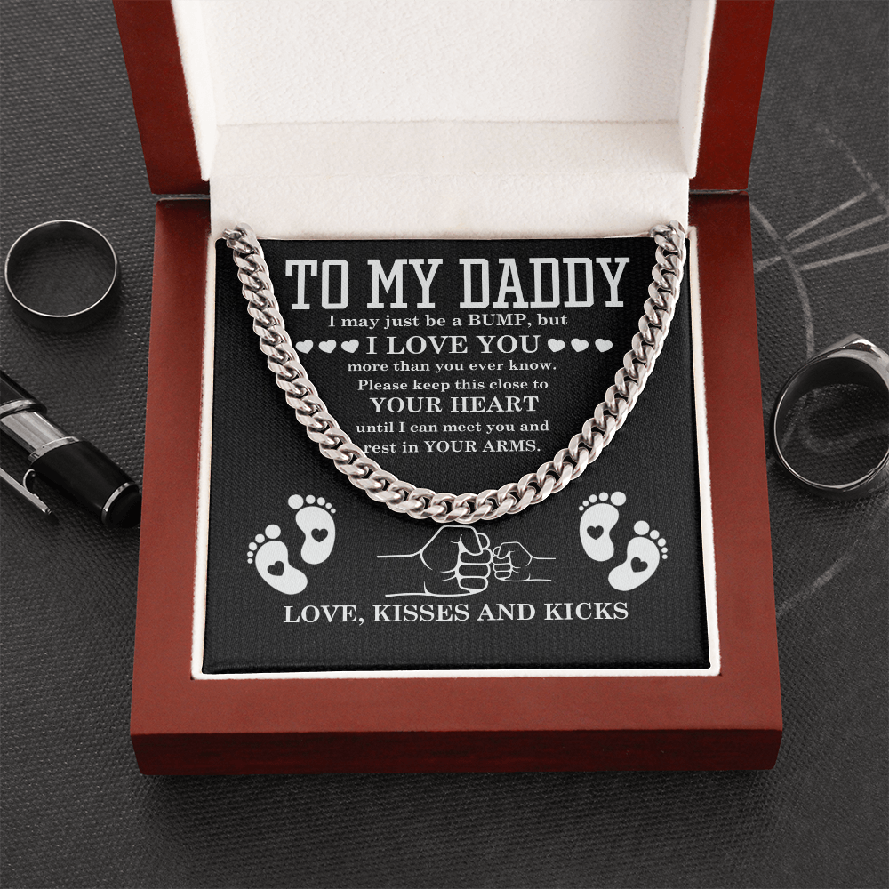To My Dad Cuban Link Chain – Gift from Son with Message & Gift Box