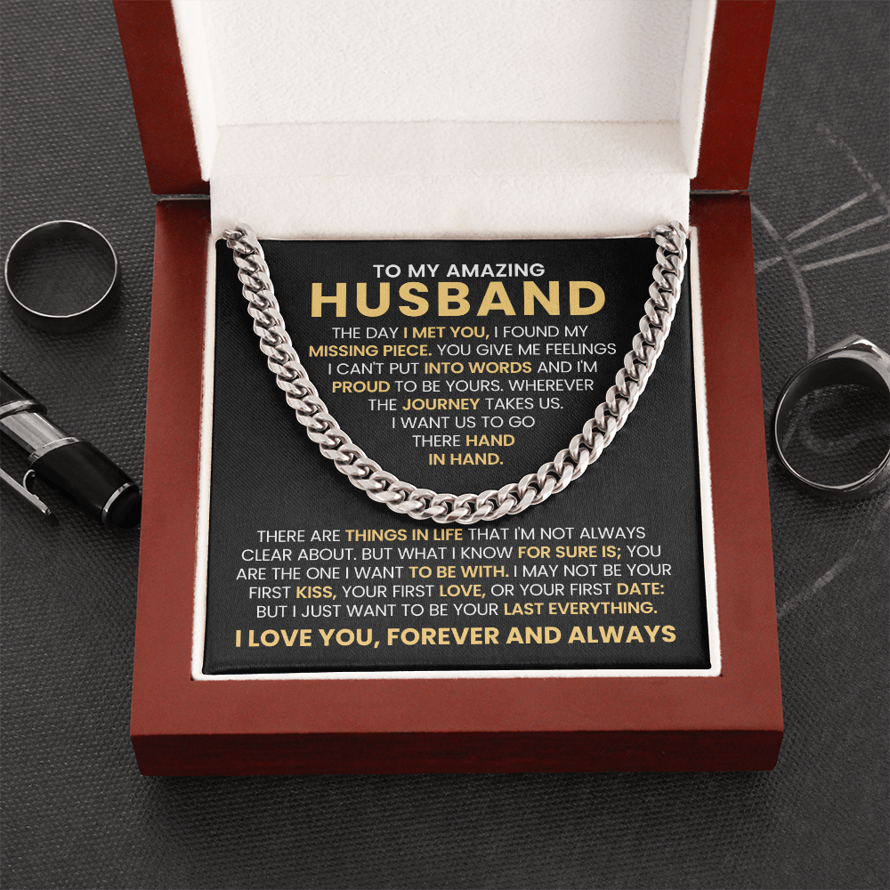 To My Amazing Husband - Cuban Chain With Message Card and Gift Box