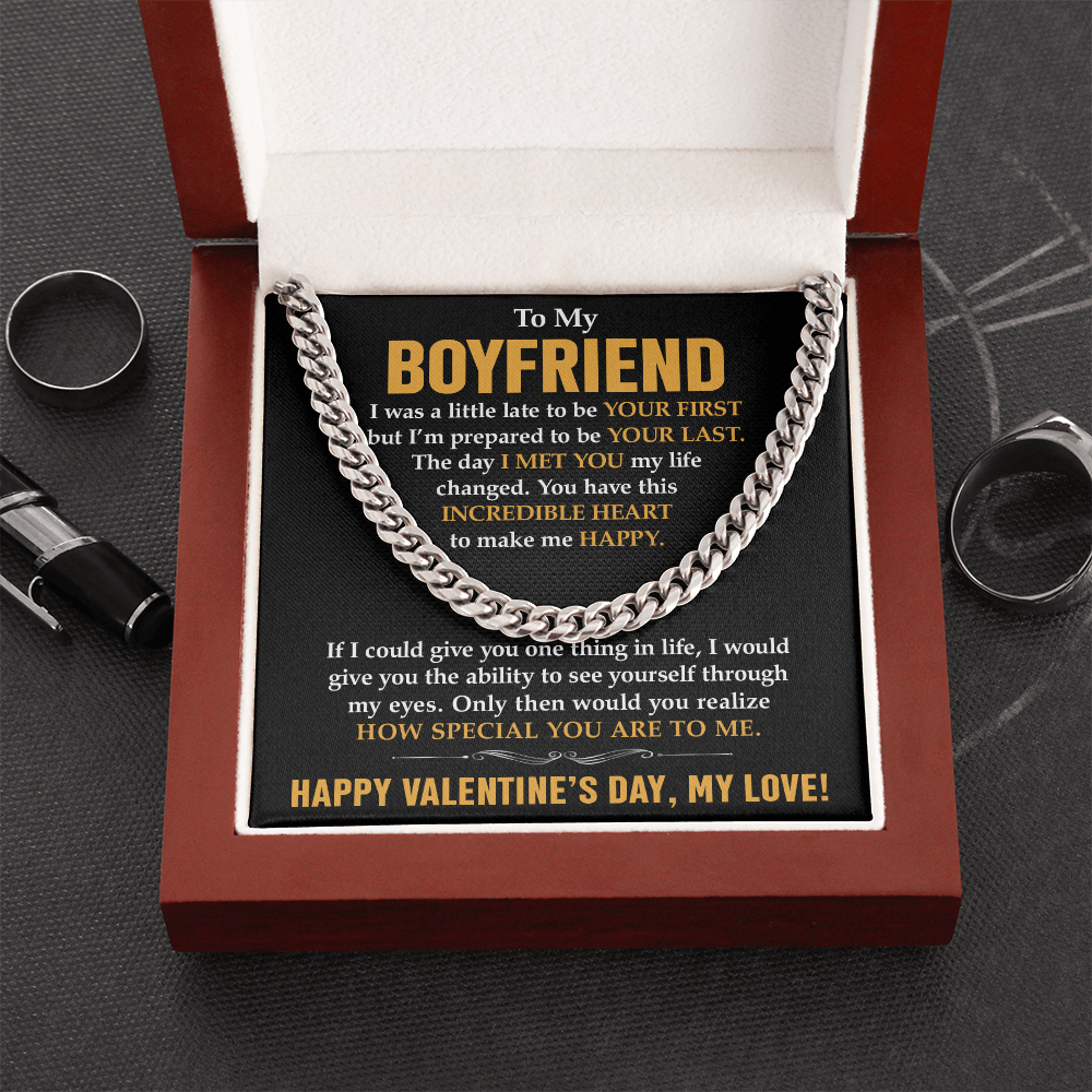 To My Boyfriend, Promise Necklace – Cuban Link Chain: A Forever Love Promise, Symbol of Commitment & Devotion for Him