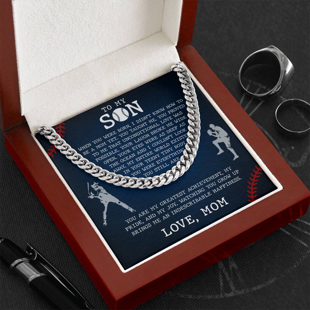 To My Son Cuban Chain Necklace from Mom, Son Necklace from Mom, Mother And Son Necklace, Necklace for Son, Son Gifts from Mom, Gifts for Son Birthday Christmas Anniversary