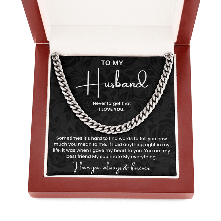 To My Husband Necklace Stainless Steel Cuban Link Love Gift