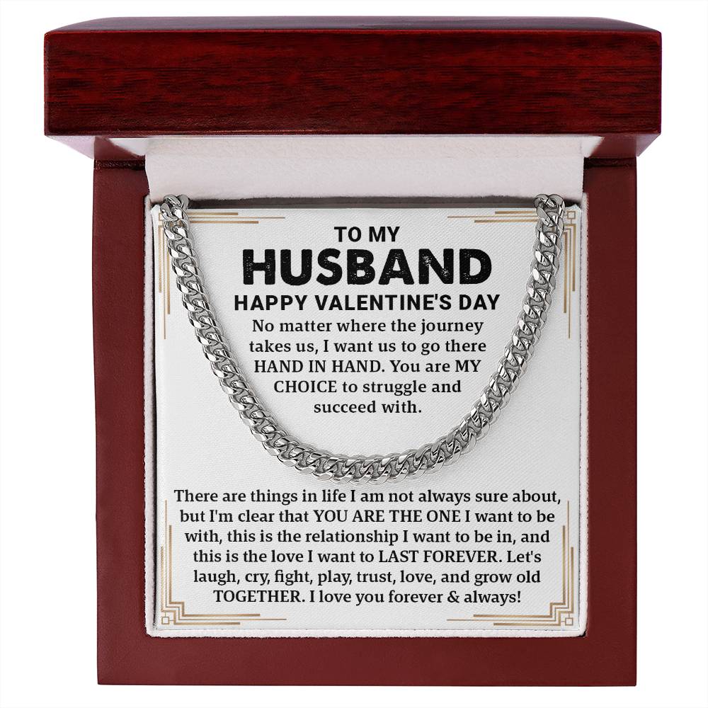 To My Husband – Cuban Link Chain: A Timeless Valentine's Day Gift to Celebrate Love, Trust, and Togetherness. Perfect Jewelry for Him Forever