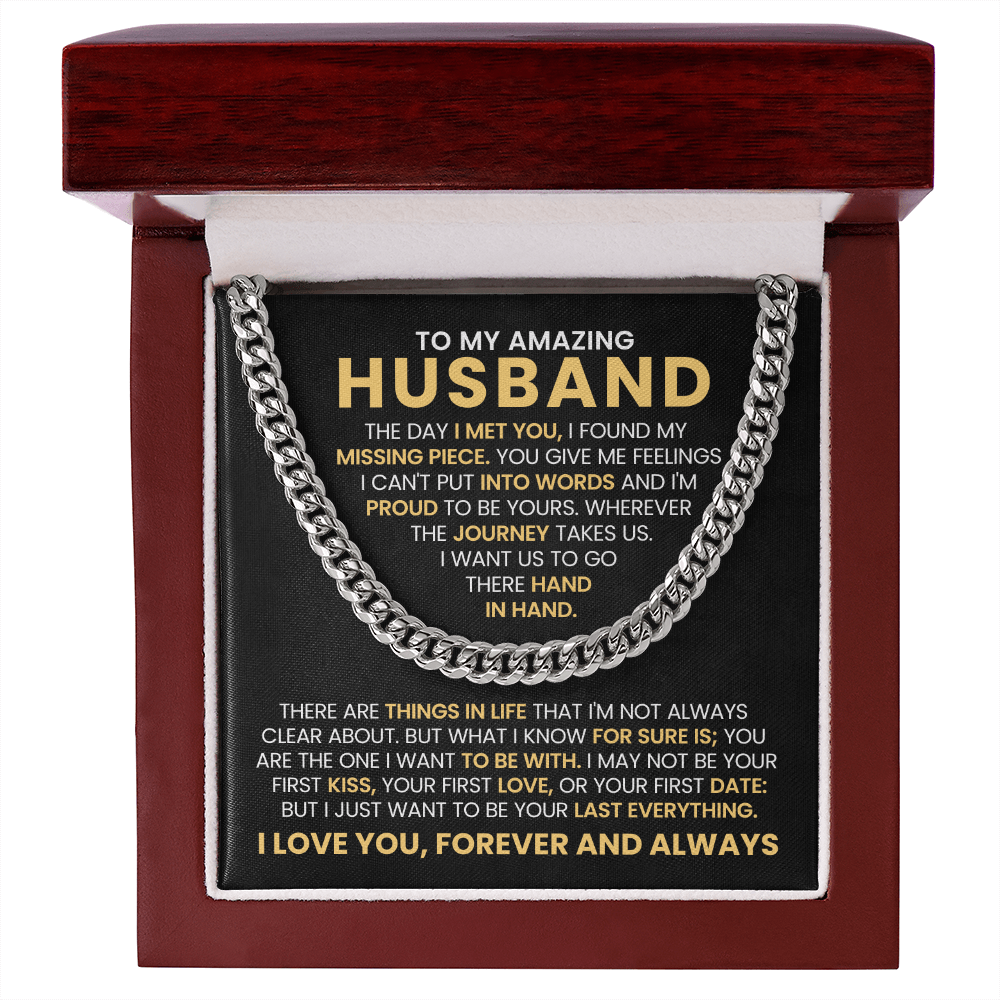 To My Amazing Husband - Cuban Chain With Message Card and Gift Box