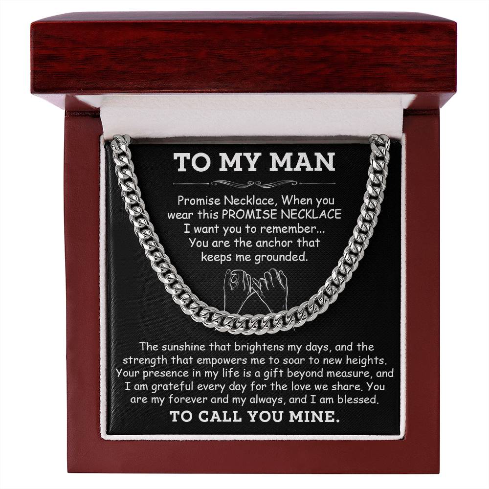 Promise Necklace for Him - Cuban Link Chain Jewelry - A Token of Love, Strength, and Forever Commitment - Perfect Gift for Your Man