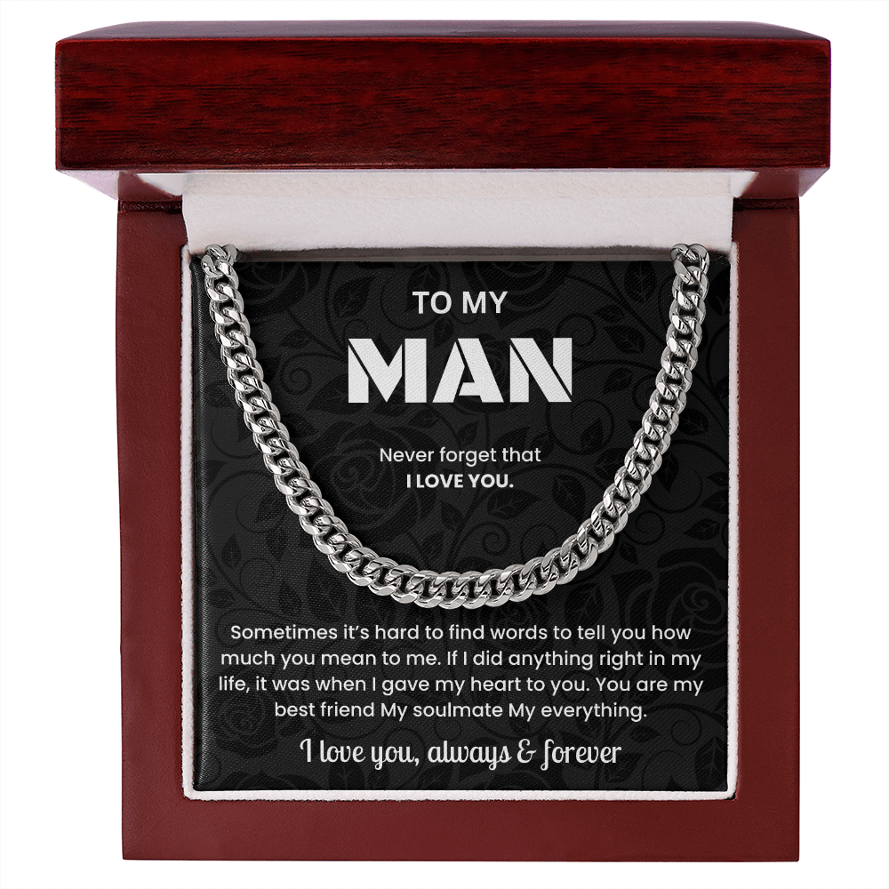 To My Man Cuban Chain Necklace Anniversary Gift for Him
