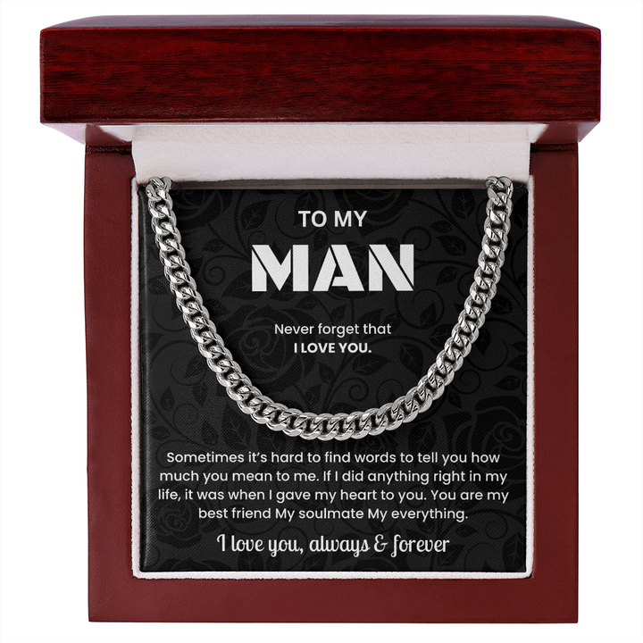 To My Man Cuban Chain Necklace Anniversary Gift for Him