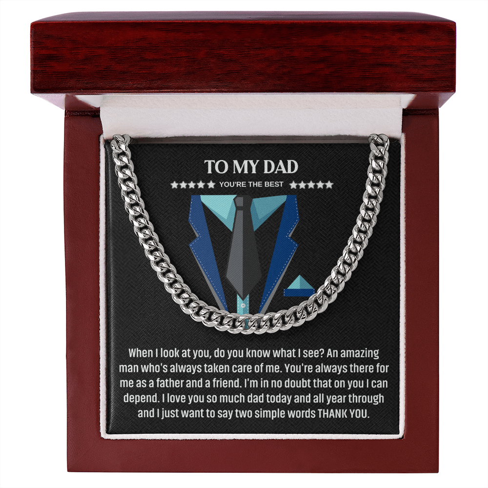 To My Dad Gift Cuban Chain Necklace, Men's Jewelry for Father