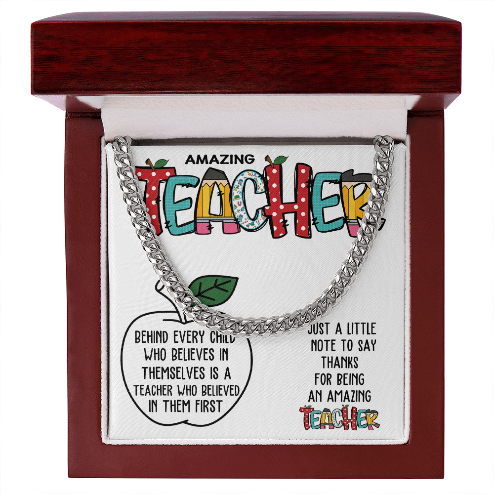 Cuban Chain Necklace Gift for Teacher - Teacher Appreciation Gift