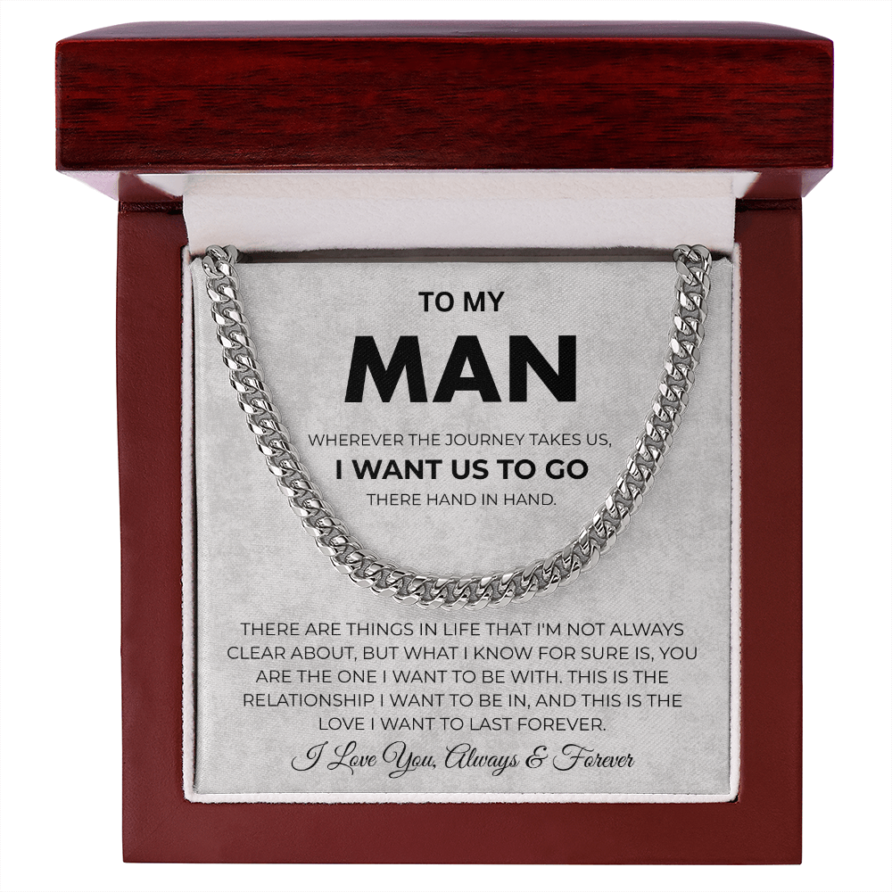 To My Man Promise Cuban Link Necklace Birthday Gift for Him