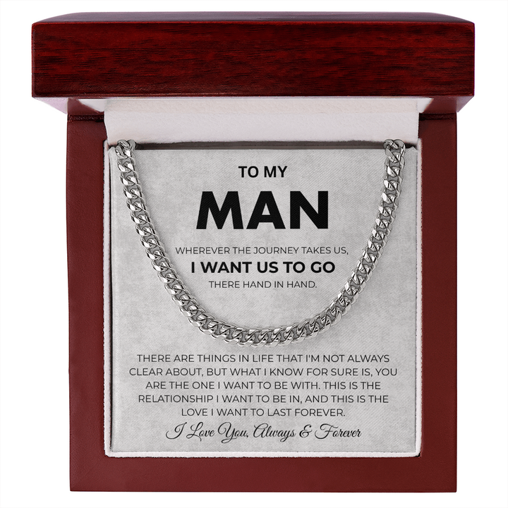 To My Man Promise Cuban Link Necklace Birthday Gift for Him