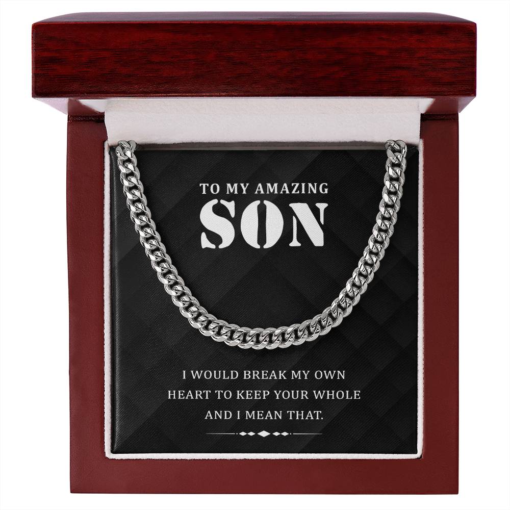 To My Son Necklace From Mom, Son Gifts From Dad, Father Son Necklace, Mother And Son Necklace, Cuban Link Chain Necklace For Men, Birthday Christmas Graduation Gifts For Son, Necklace for Son