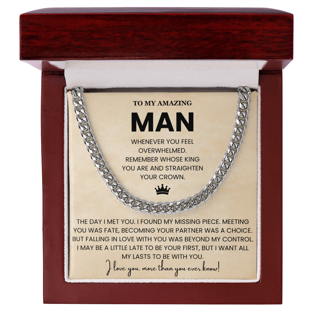 Sentimental To My Man Necklace Gift From Wife to Boyfriend