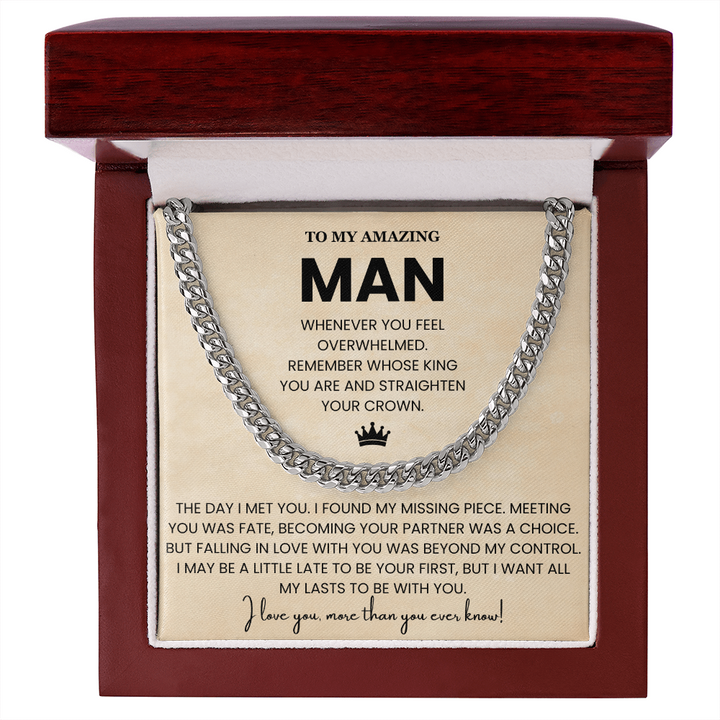 Sentimental To My Man Necklace Gift From Wife to Boyfriend