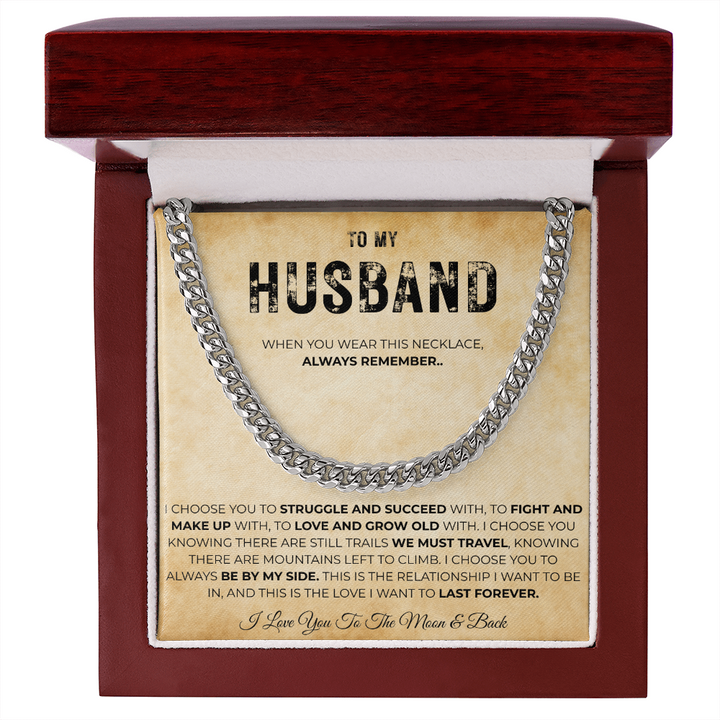 Love My Husband Gift Cuban Link Necklace for Men