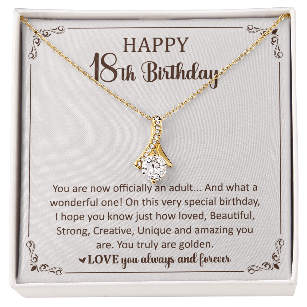 Happy 18th Birthday Necklace for Her With a Heartfelt Gift Box