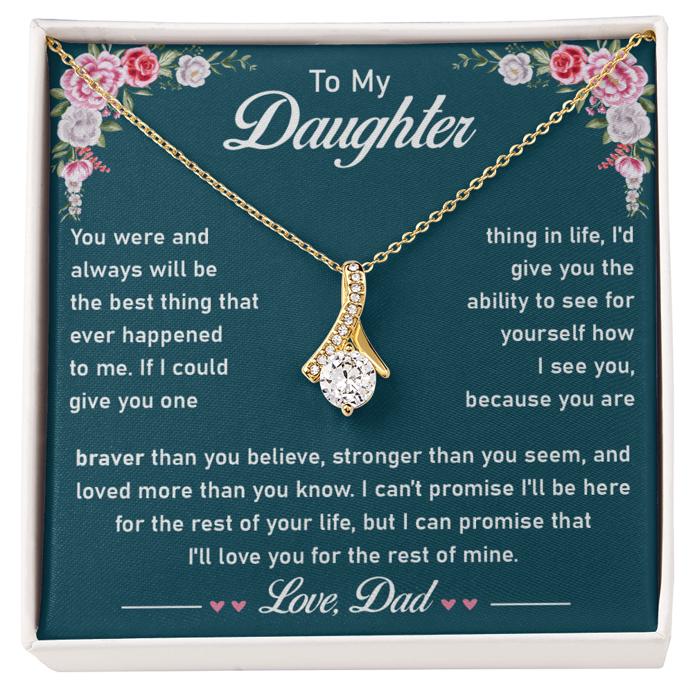 Daughter Necklace - Cubic Zirconia Pendant With Heartfelt Message Card