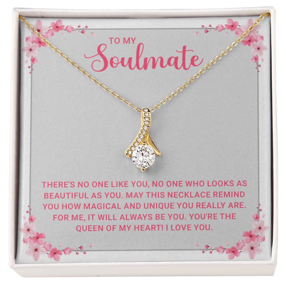 Soulmate Necklace Gift for Her - Elegant Stainless Steel Jewelry with Love Message - Ideal for Anniversaries, Weddings, or Birthdays