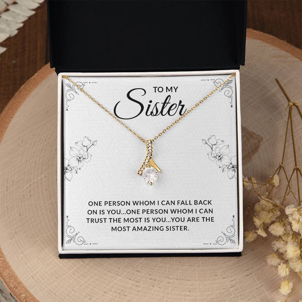 Sister Necklace for Sister Gift Ideas, Sister Birthday Gift, Alluring Beauty Necklace For Sister With Message and Gift Box