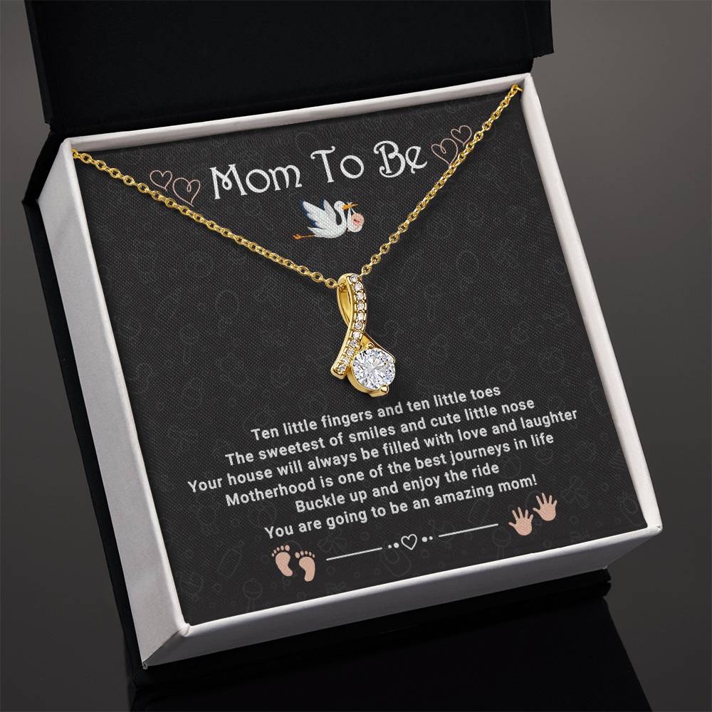 First Time Mom Necklace - Mommy to Be Gift with Heartfelt Message Card | Pregnancy Announcement Jewelry for New Moms - First Time Mom Gift Expecting