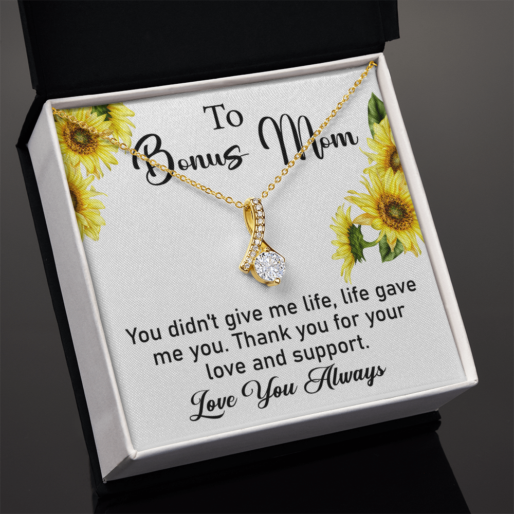 Bonus Mom Alluring Beauty Necklace – Stunning Jewelry Gift with Sparkling Gemstone