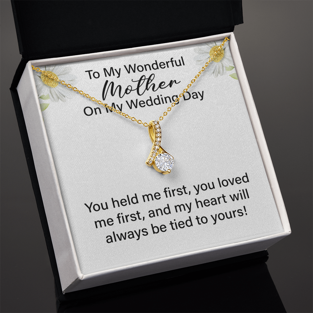 To My Mother of the Bride – Alluring Beauty Necklace with a Heartfelt Message, Perfect Wedding Gift for Mom